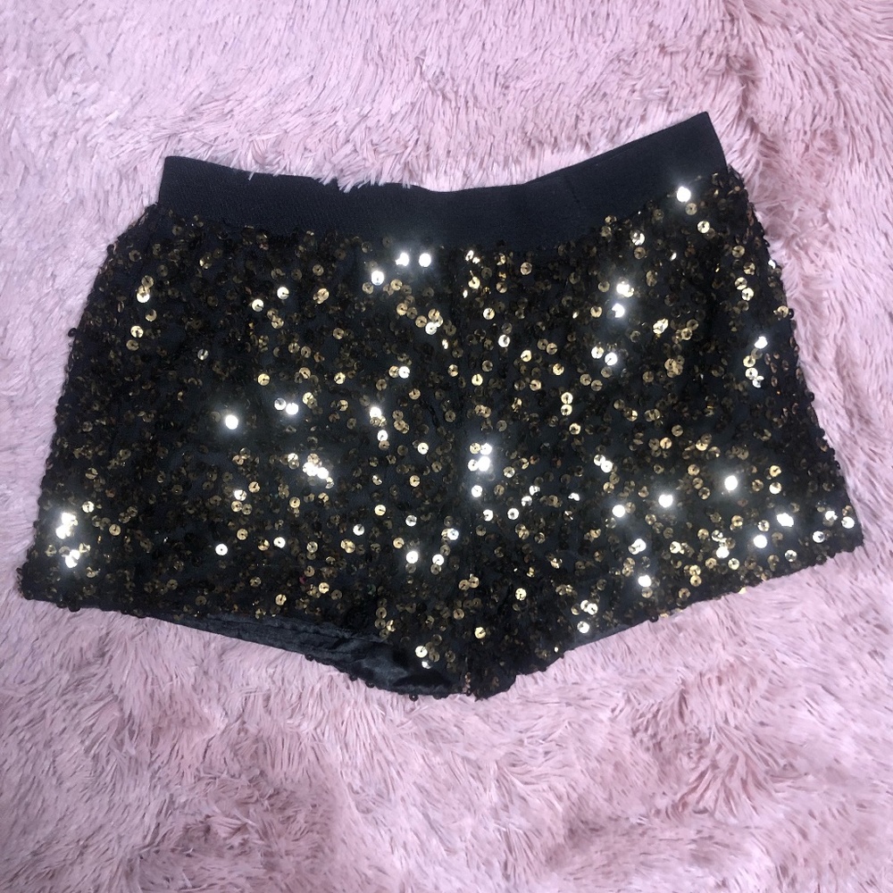 Authentic Icon Gold and Black Sequin Shorts